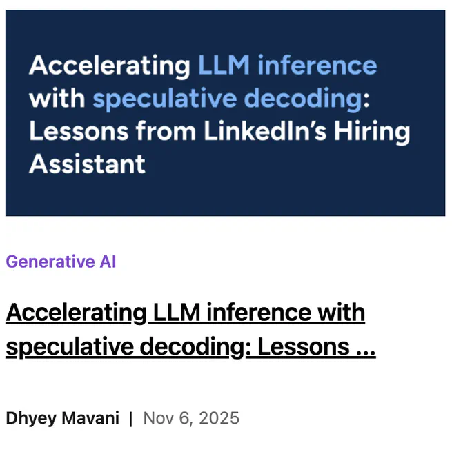 Accelerating LLM Inference with Speculative Decoding - LinkedIn Engineering Blog