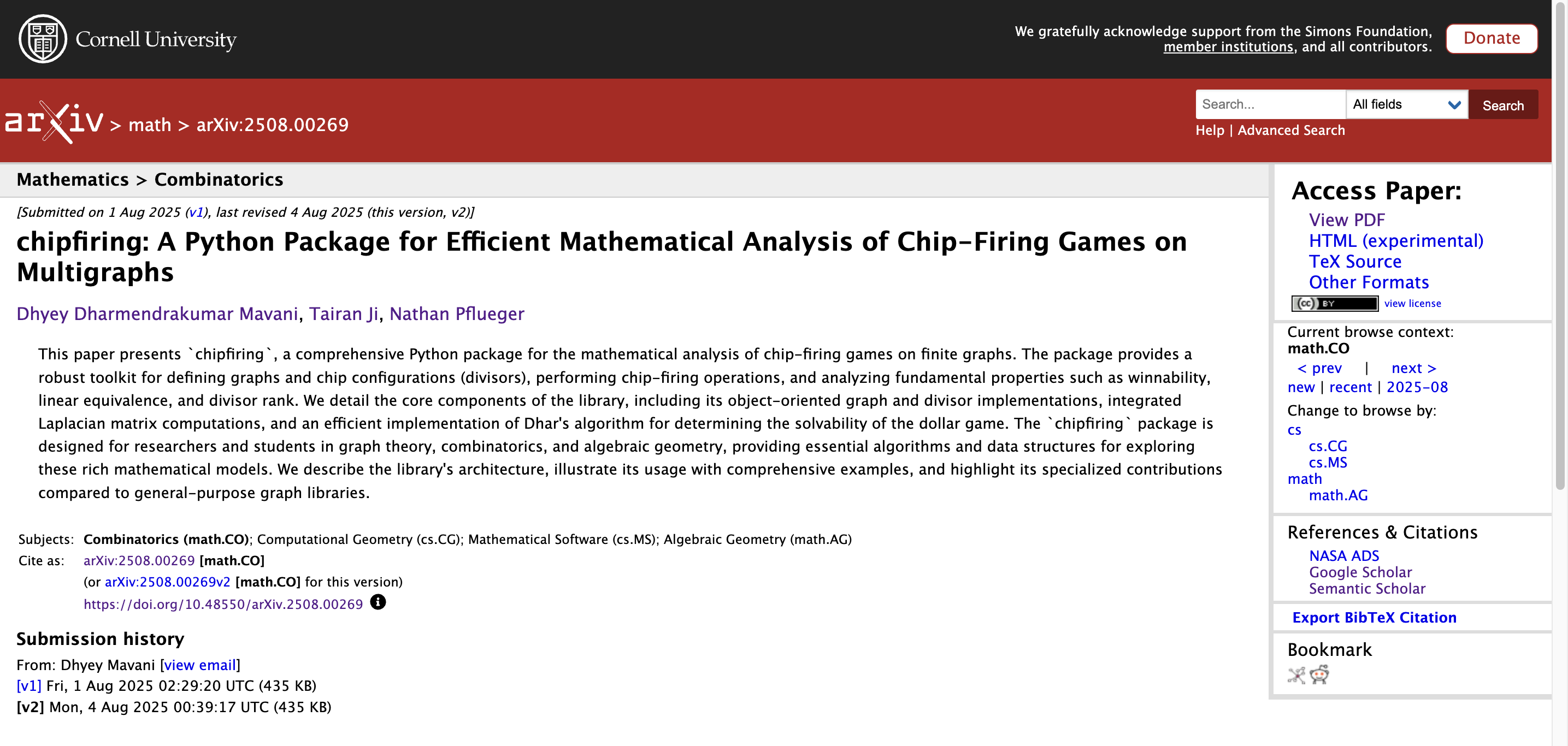 chipfiring: A Python Package for Efficient Mathematical Analysis of ...