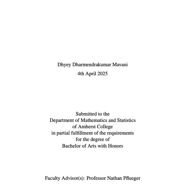 Mathematics Honors Thesis at Amherst College (Summa cum laude)