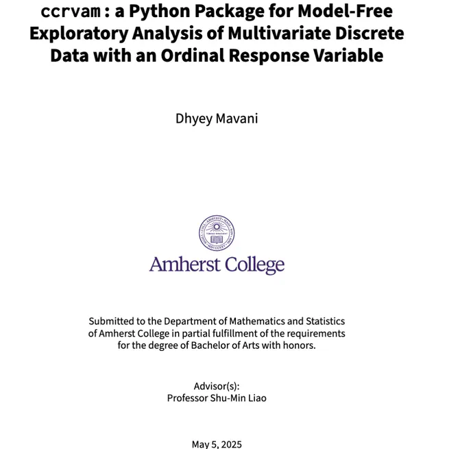 Statistics Honors Thesis at Amherst College (Summa cum laude)
