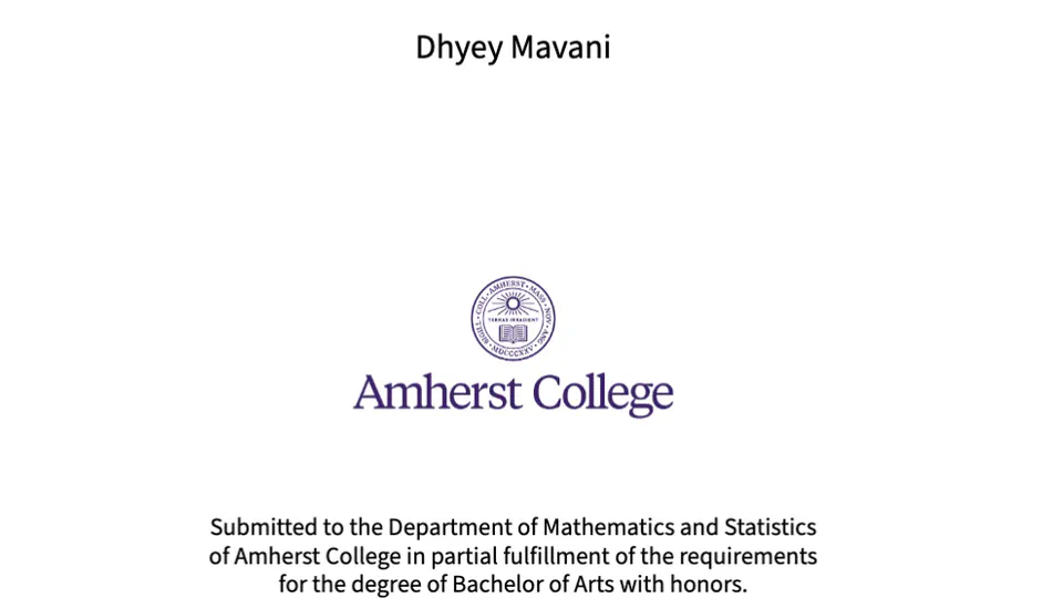 Statistics Honors Thesis at Amherst College (Summa cum laude)